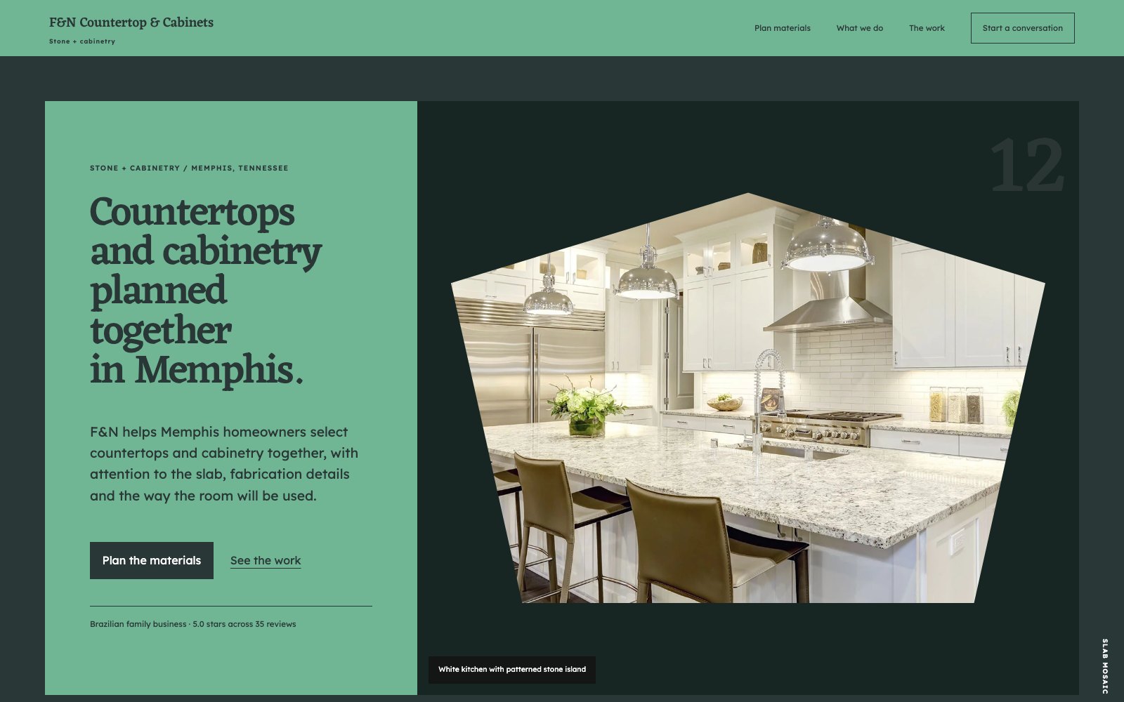 The new F&N Countertop & Cabinets homepage concept