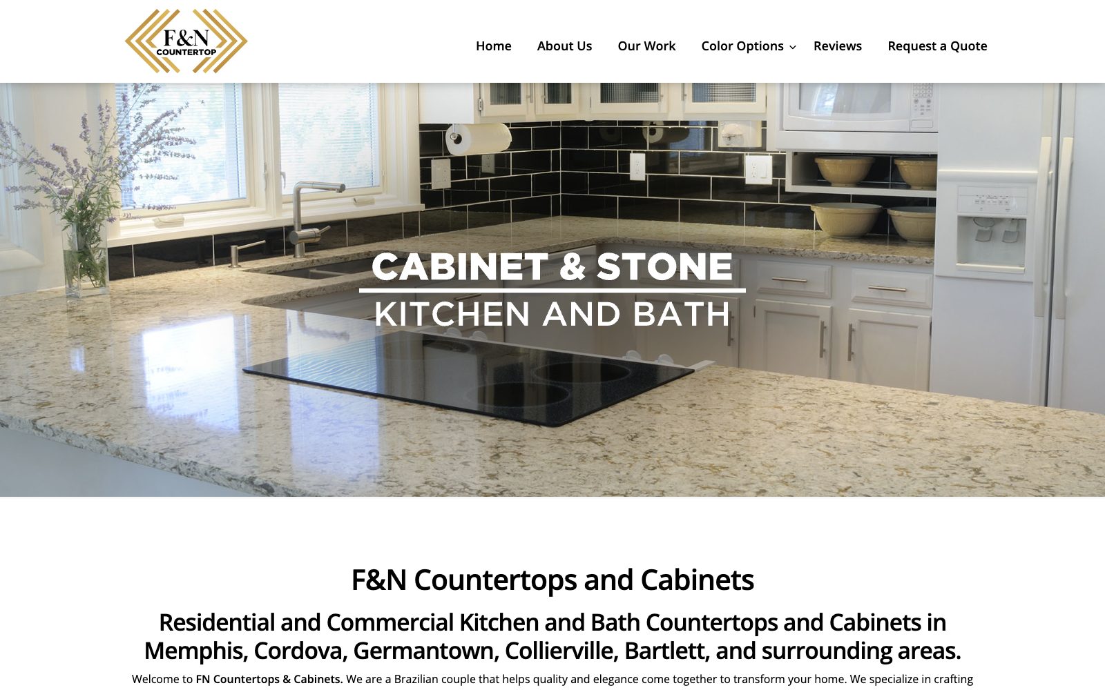 The current fncountertopcompany.com homepage