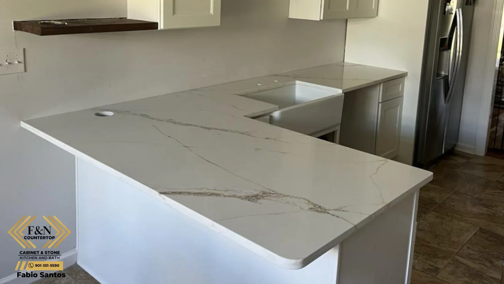 Countertop with integrated sink cutout